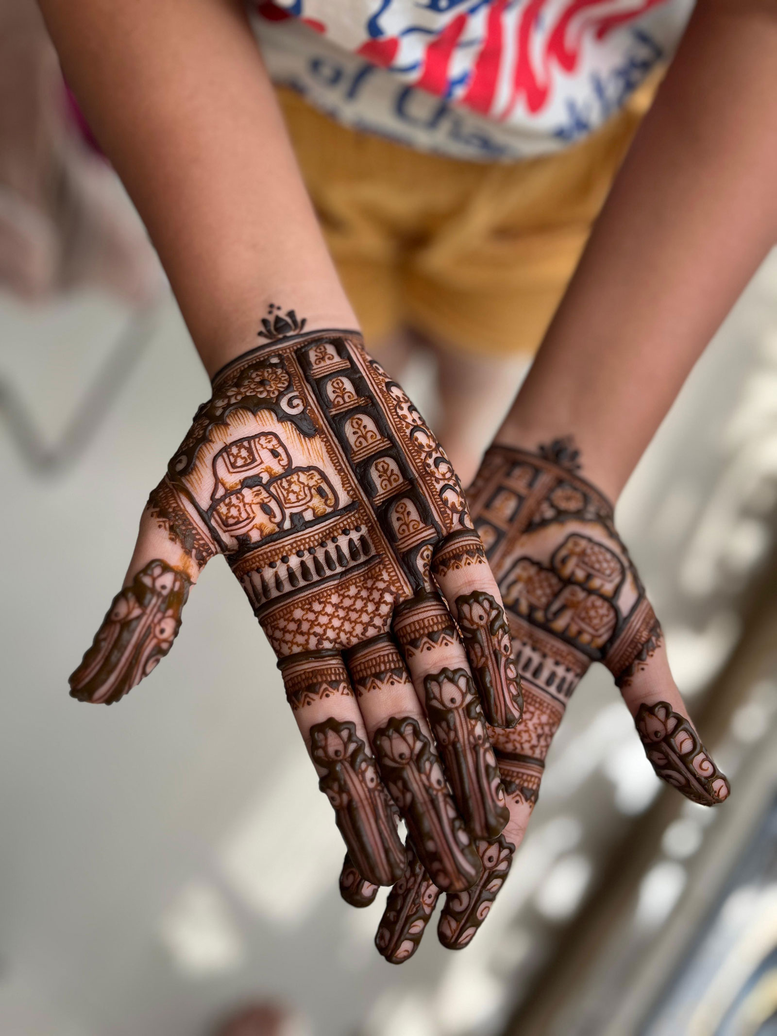 Unique Mehndi Design Without Figure for Bride
